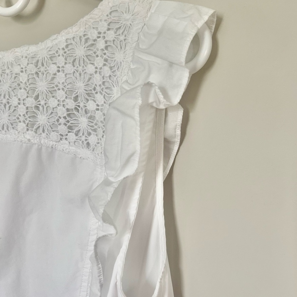 FREE PEOPLE Half Moon Mini Dress Eyelet Crochet Lace Ruffle Feminine Boho | Sz M - Picture 12 of 12